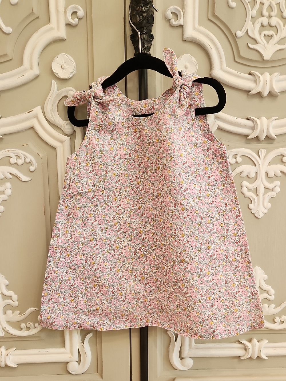 London Of Liberty Claire Aude Girl Pink Floral Tie-Shoulder Sundress Size 2